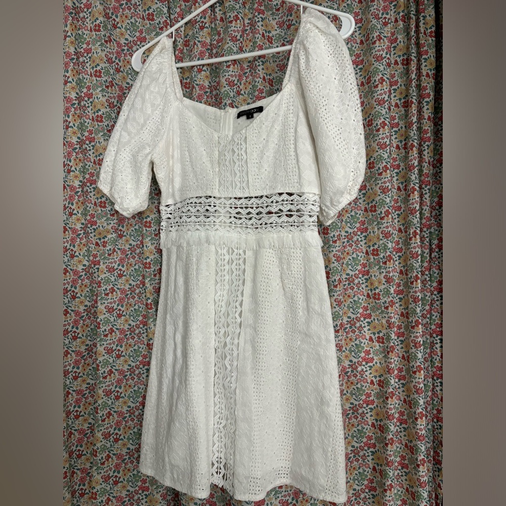 Papermoon White Eyelet Mini Dress
